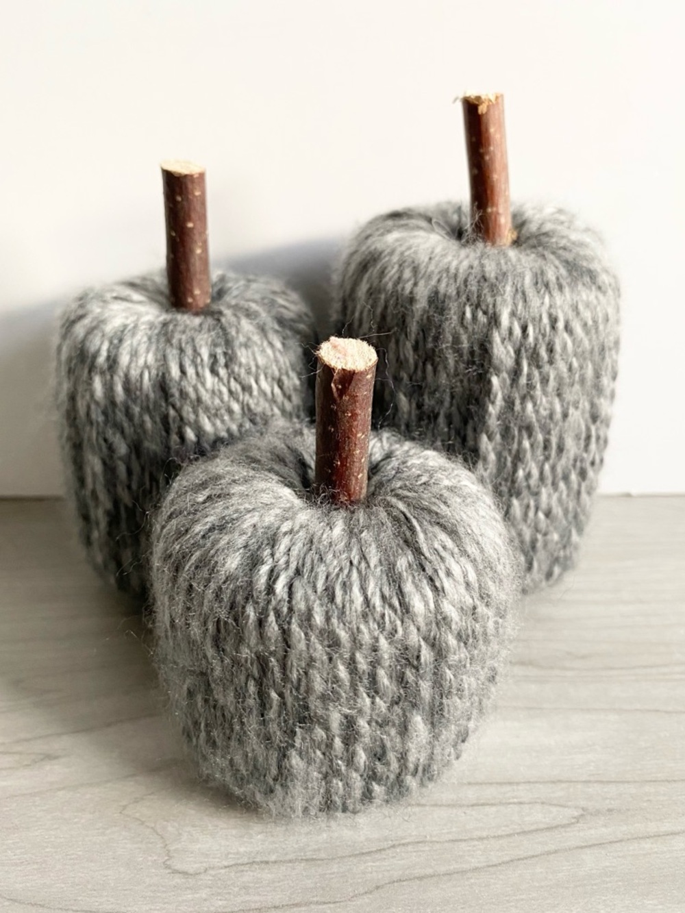 Gray Handmade Pumpkin Decor Set of 3